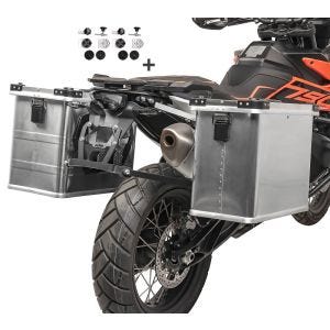 Aluminium panniers set 34-45L compatible with KTM 790 Adventure / R Bagtecs Gobi + kit for pannier rack