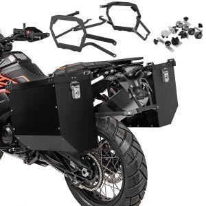 Aluminium Side cases 2x40L compatible with Aprilia Tuareg 660 22-25 + pannier holder Bagtecs Atlas black