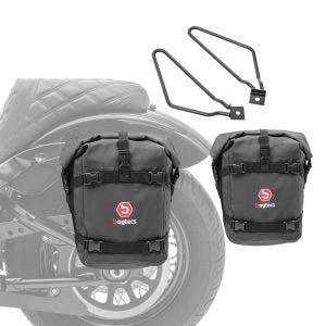 Saddlebags K4 + Supports Brackets black compatible with Royal Enfield Bullet / Himalayan
