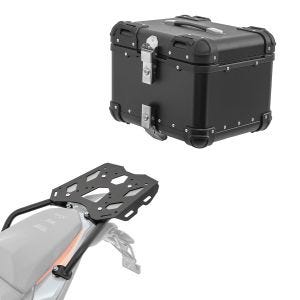 Set Aluminium Top Case + Rear Rack fits for KTM 390 Adventure 20-24 Top Box Bagtecs XS45 black