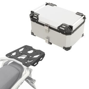 Set Aluminium Top Case + Rear Rack fits for Honda Transalp XL 750 23-24 Top Box Bagtecs XB65 silver