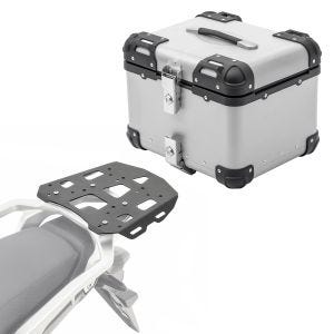 Set Aluminium Top Case + Rear Rack fits for Husqvarna Norden 901 21-24 Top Box Bagtecs XS45 silver