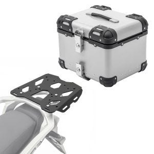 Set Aluminium Top Case + Rear Rack fits for Honda Transalp XL 750 23-24 Top Box Bagtecs XS45 silver