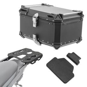 Set Aluminium Top Case + Rear Rack fits for Yamaha Tracer 9 / GT 21-24 Top Box Bagtecs XB65 black + backrest