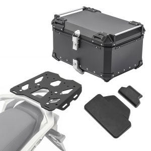 Set Aluminium Top Case + Rear Rack fits for Honda Transalp XL 750 23-24 Top Box Bagtecs XB65 black + backrest