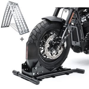 Set SW5 Wheel Chock Easy Vario and Loading ramp Alu-V compatible with Kawasaki Z 1000 / SX ConStands