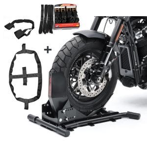 Set SW7 Wheel chock Easy Vario and Ratchet straps Set compatible with Ducati Diavel / 1260 / S ConStands