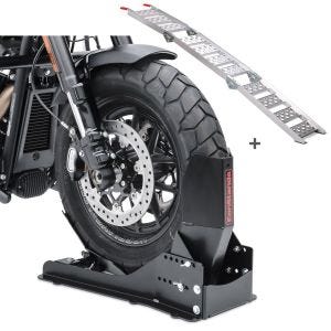 Set SW12 Wheel Chock Easy Vario Fix and Loading ramp Alu-III compatible with Cruiser DH1148 ConStands
