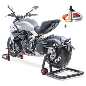 Paddock stand Set compatible with Triumph Sprint ST 99-10 single-sided swing arm and Alarm disc lock ConStands SM20