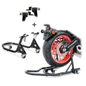 Motorrad Montageständer Set Rangierhilfe Constands XMB Motorradständer vorne und hinten schwarz_1