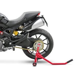 Single swing arm paddock stand compatible with Ducati Monster 796 10-14 ConStands Single-Racing red-matt