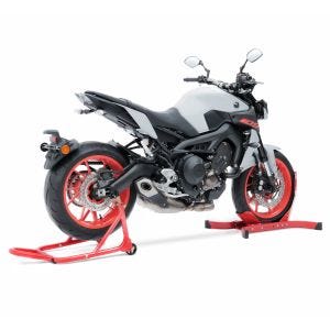 Paddock Stand Set Wheel Chock compatible with KTM 790 / 390 / 200 / 125 Duke Rear Front SRR red