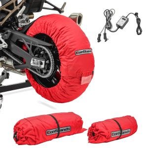 Motorbike Tyre Warmers Set Snaefell ConStands 30-99°C digital for front and rear wheel red DPLU2