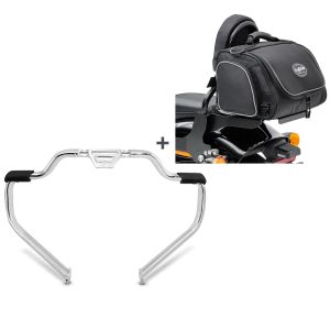 Set STM15 Crash bar Mustache and Sissybar Tail bag compatible with chopper / custombikes 114 18-24 Craftride