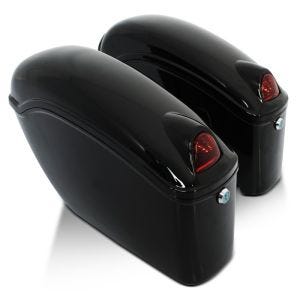 Motorrad Seitenkoffer Craftride Nebraska 12Ltr Chopper Hartschalenkoffer Paar rechts und links schwarz_1