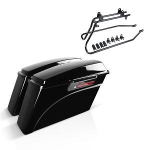 Set of hard saddlebags with mounting brackets fits for Harley Davidson Heritage Softail Classic 88-17 Latch black Craftride