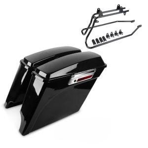 Hard Saddlebag Set Stretched fits for Harley Davidson Dyna Super Glide Custom 08-15 Craftride with side case Supports