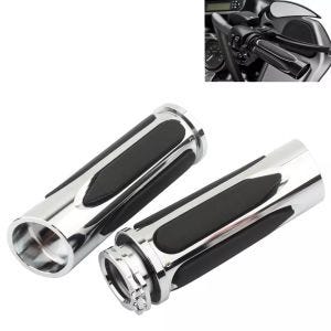 Motorcycle Handlebar grips 1" inch CNC Alu Craftride HG5 chrome