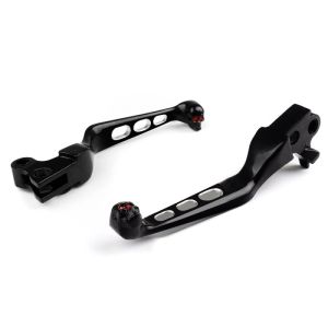 Brake and Clutch Lever Set Edge Cut fits for Harley Davidson Sportster Dyna Softail Touring 1996- black