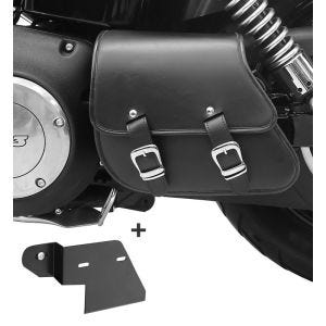 Swing Arm Saddle Bag + support fits for Harley Davidson Dyna Street Bob 06-17 Craftride