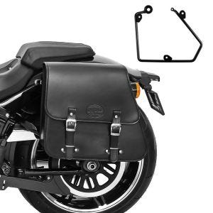 Saddlebag + support compatible with chopper / custombikes 883 Iron 09-15 left 28l Craftride