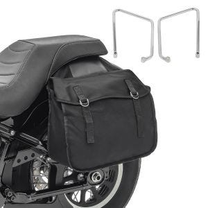 Saddlebags with support SH2 compatible with chopper / custombikes 883 R Roadster 04-15 Canvas 36L Craftride