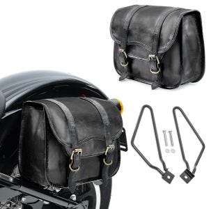 Set 2x Satteltaschen + Halter für Honda Shadow VT 125 C / 600 C Craftride SV1 schwarz_1