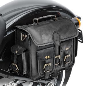 Leder Satteltasche für Indian Chief / Bobber / Dark Horse Seitentasche Craftride SV3 schwarz_1