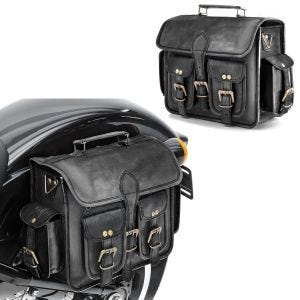 Set 2X Leder Satteltasche für Royal Enfield Classic 500 / Meteor 350 Seitentasche Craftride SV3 schwarz_1