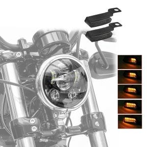 Set LED Scheinwerfer 5,75" + LED Lenkerblinker TS4 für Harley Davidson Rocker / C_1