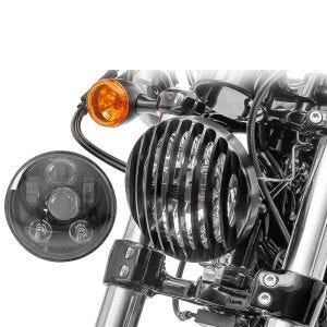 LED Scheinwerfer mit Scheinwerfer Grill 5,75 Zoll für Harley Sportster 883 Iron 09-20 Craftride schwarz_1