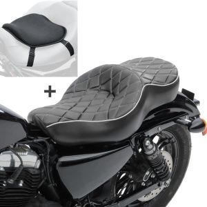 Set SB6 Two-Up seat DB1 and Seat pad L fits for Harley Davidson Sportster 883 / Custom 04-06 Craftride