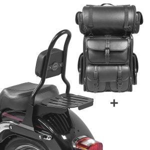 Sissy bar CSM Fix + Tail Bag LX for Cruiser 07-17 with luggage rack black Craftride CB43804