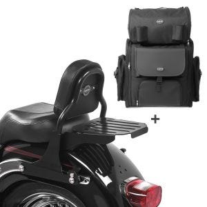 Sissy Bar + Tail Bag compatible with chopper / custombikes 08-11 CSS Craftride with rear rack detachable