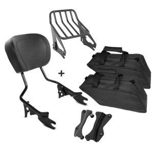 Set AF2 Sissy Bar with Luggage Rack W1 black, Docking Kit and Sidecase Inner bag fits for Harley Davidson Touring 14-24 Craftride