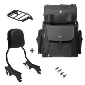 Sissy Bar + Tail Bag compatible with chopper / custombikes Low Rider / S 18-24 R1 with rear rack black Craftride