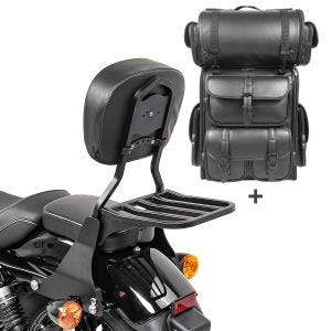 Sissy Bar SB1 + Tail Bag LX compatible with chopper / custombikes Forty-Eight 48 10-20 Craftride with rear rack detachable black