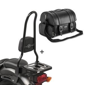 Sissy Bar XL3 + Tail Bag FP compatible with Suzuki Intruder M 1800 R / R2 06-17 Craftride with rear rack