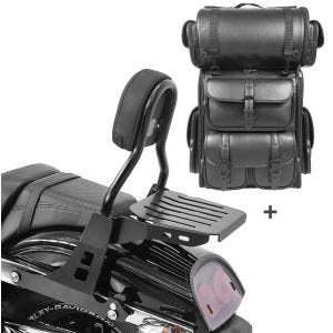 Sissy Bar CL + Tail Bag LX compatible with chopper / custombikes 10-17 Craftride with rear rack detachable