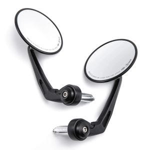Motorcycle handlebar end mirror with E-mark Craftride SP18 round rear view mirror pair black