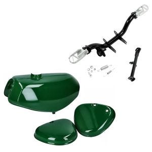 Set: Simson S51 Tank / Petrol Tank with side cover Craftride dark green with Footpeg holder with side stand