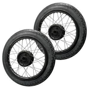 Set 2x Spoke wheel rim 1,6x16 + tire Vee VRM099 for Simson S51 S50 S70 Schwalbe KR51 Craftride AF13L black