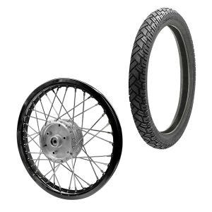 Spoke wheel rim aluminum 1,6x16 for Simson S51 S50 S70 Schwalbe KR51 alloy Craftride AF28 black + Tire Vee Rubber VRM094 front rear
