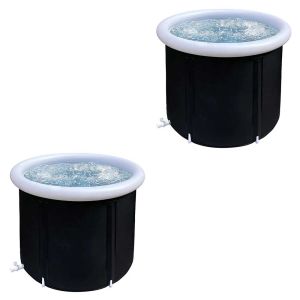 Set 2x Ice bath inflatable Cranit EB14 PVC ice barrel portable 75 x 75 cm black