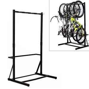 Freestanding bike rack for 5 bikes steel 117 x 91.5 x 205.5 cm RI98 black