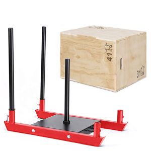 Set Fitness Weight Sled + Plyo Box 31x36x41 cm made of wood Divit SB17 Fitness Sled and Crossfit Box