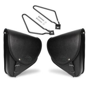 Set 2x Satteltaschen + Halter für Triumph Bonneville Bobber / Black Craftride Indiana schwarz_1