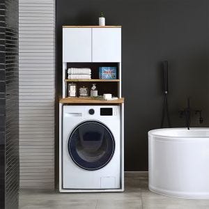 Washing machine cabinet Divit WS1 washer cabinets with doors in white oak 65cm x 60cm x 184cm DPL1