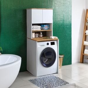 Washing machine cabinet Divit WS1 washer cabinets with doors in white oak 65cm x 60cm x 184cm DPL2