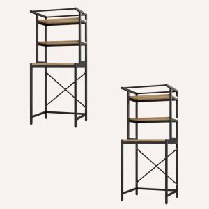 2x Washing machine shelf Divit WR2 Washing machine cabinet in black 69cm x 60cm x 177 cm